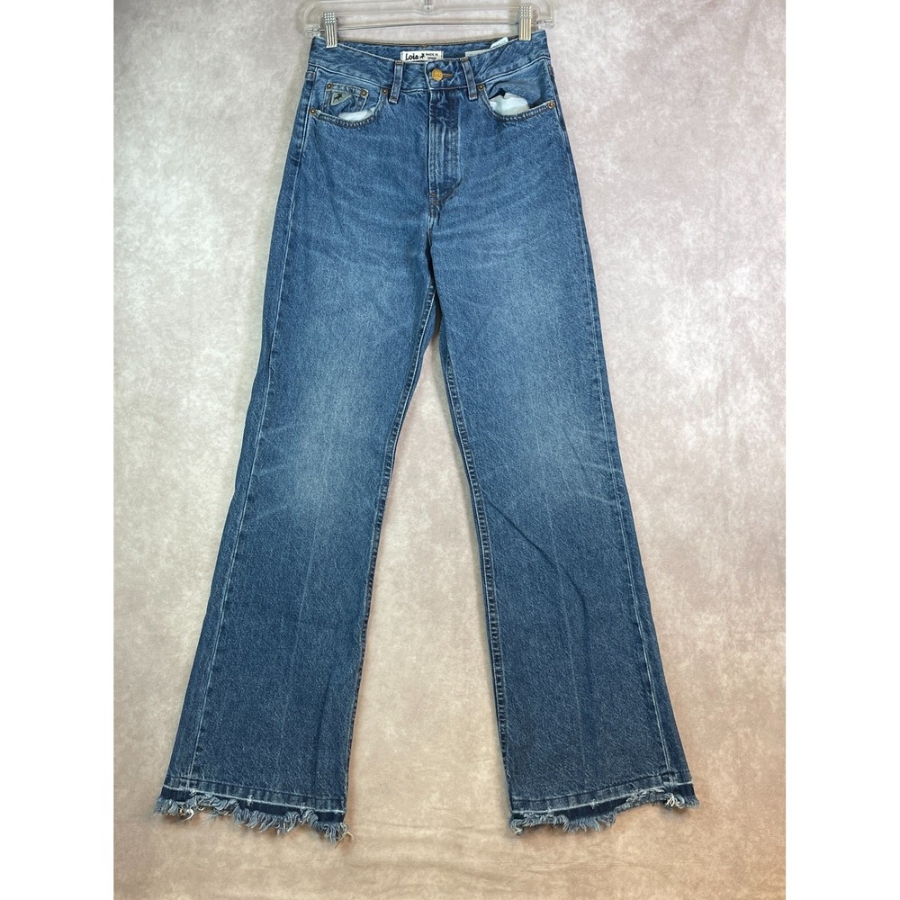 Lois Ninette 90s Rigid Flare Jeans Womens 27x32 Blue Wide Leg Honeycomb Spain